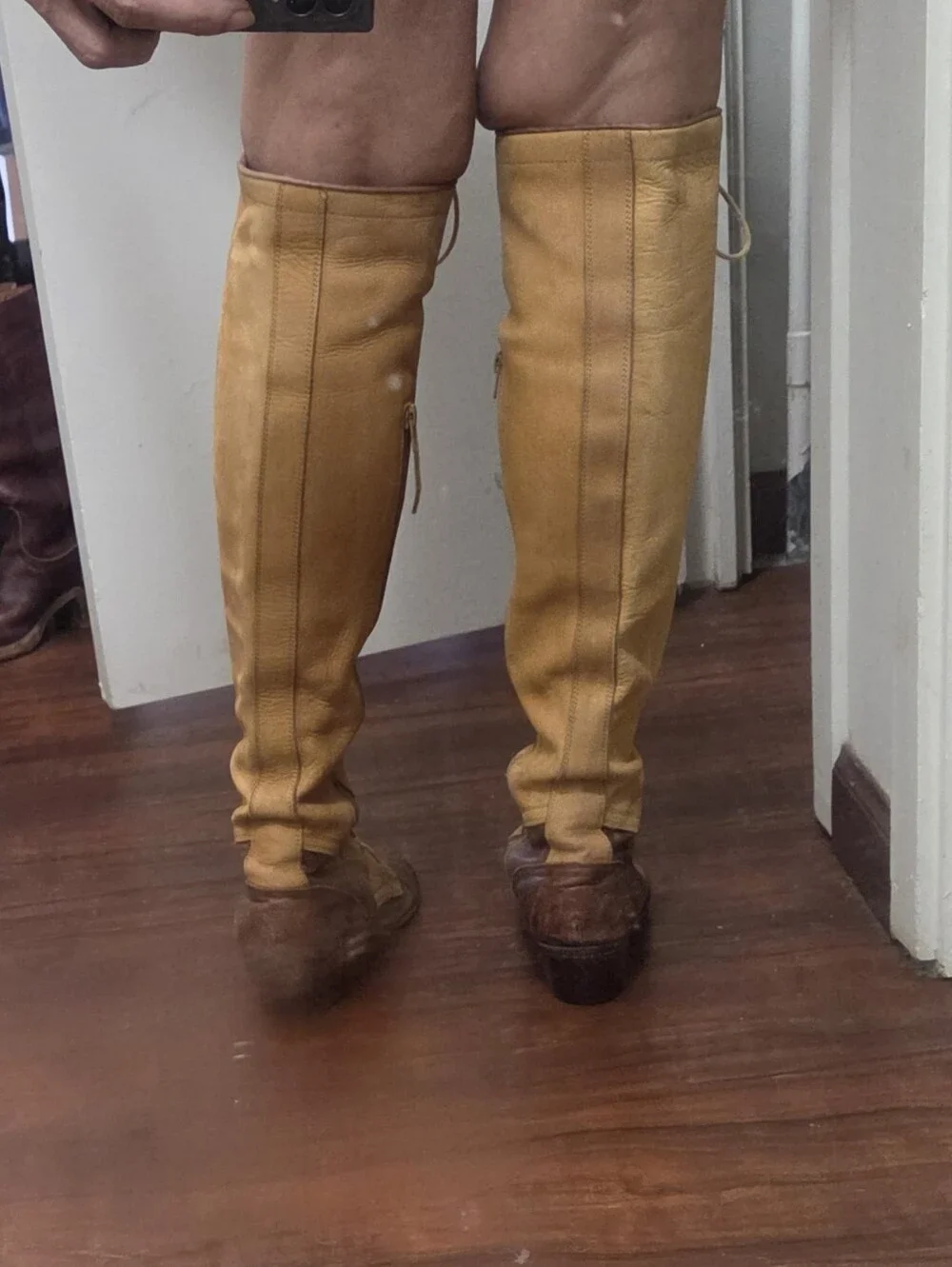Jeffrey Campbell x Free People Joe tan & Brown Leather Over The Knee Lace Boot 9